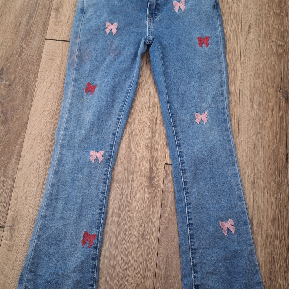 Charming Kids' Blue Jeans with Bow Details